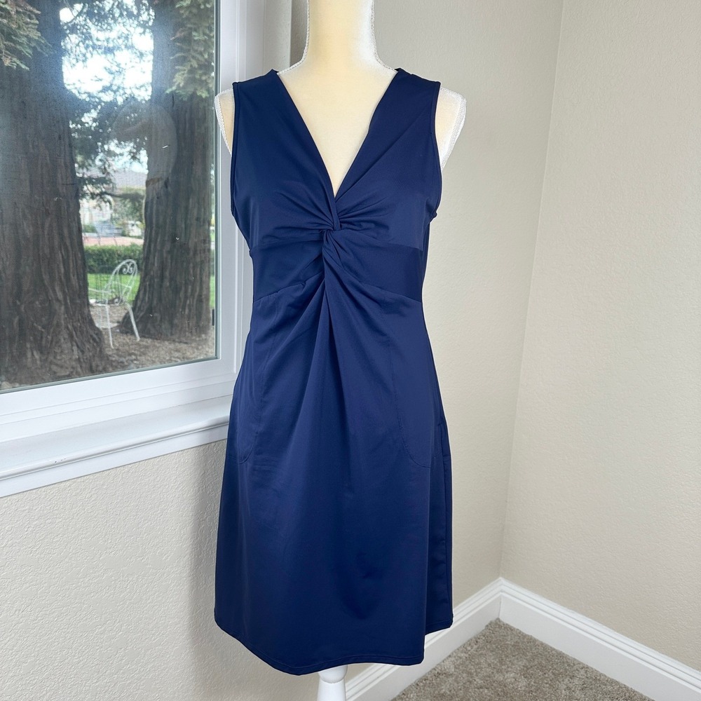 NWT Tommy Bahama Pearl‎ Twist Front Spa Dress Womens M Navy Blue Coastal Resort